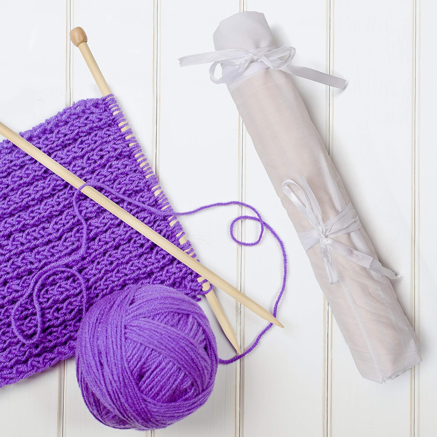 Curtzy Bamboo Knitting Needle Set, 16 works of Wooden Straight Knitting Needles with Storage Case - Image 4