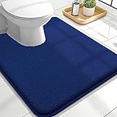 OLANLY Toilet Rugs U-Shaped 24x20, Extra Soft Absorbent Thick Memory Foam Contour Bathroom Rugs, Dry Quickly, Machine Washable, Non-Slip Toilet Bath Mat, Home Decor Accessories, Navy