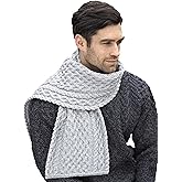Aran Crafts Irish Soft Cable Knitted Trellis Pattern Scarf (100% Merino Wool)