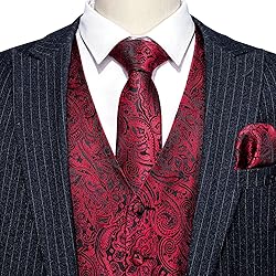 Barry.Wang Mens Suit Vest Paisley Silk Jacquard