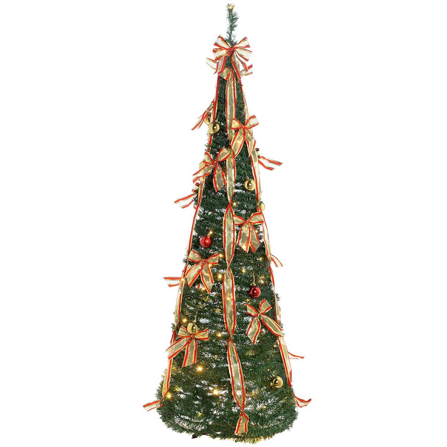 WeRChristmas PreLit Pop Up Christmas Tree with Ribbon and Bauble