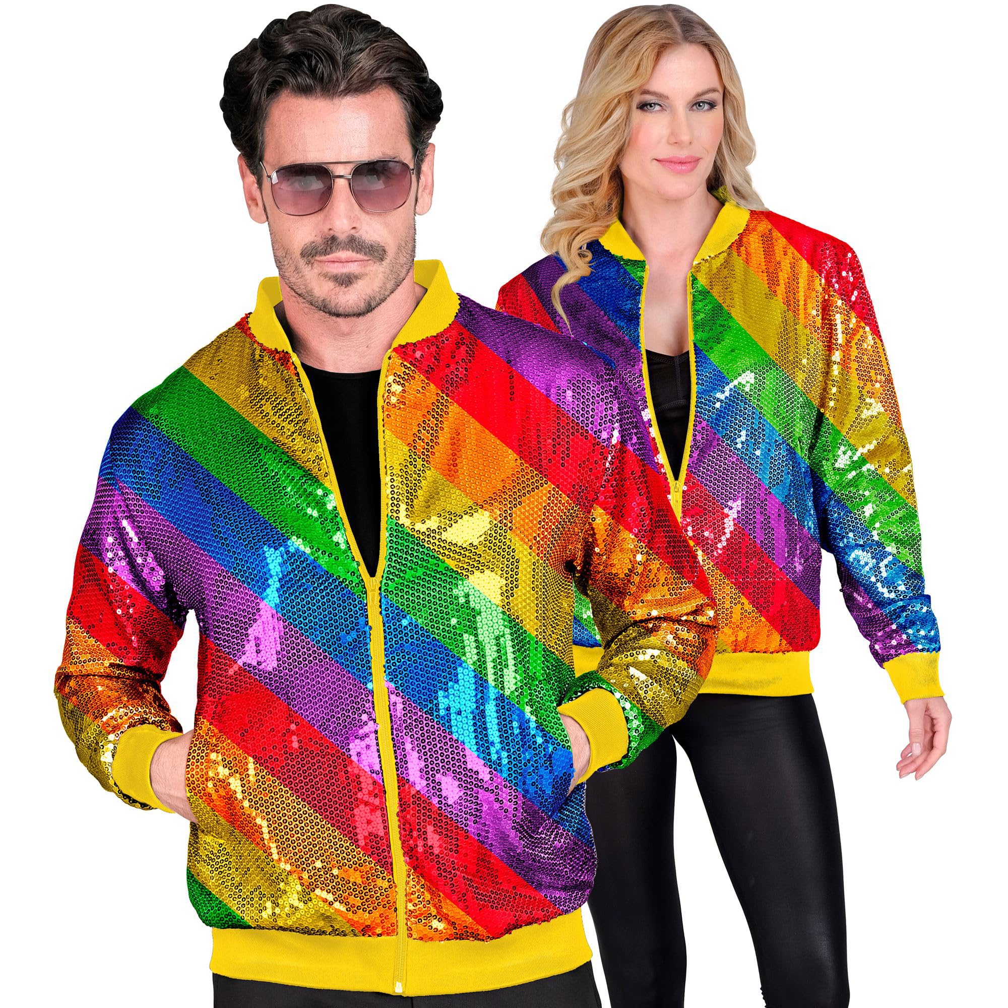 Widmann MILANO PARTY FASHION - Party Fashion Bomber Jacket Rainbow Sequin Jacket Vest Party Outfit Disco Fever Animal Print