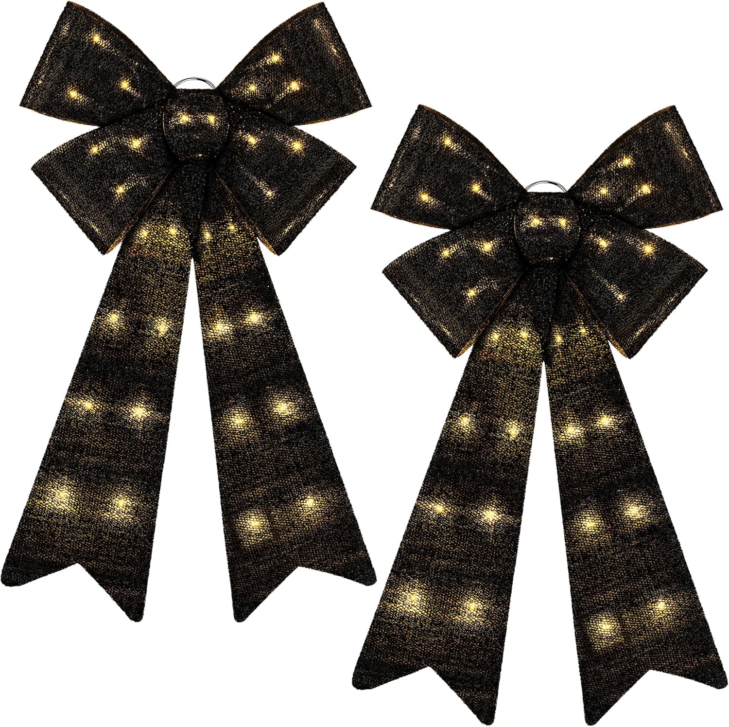 Bows & Ribbons - ANVAVO 2 Pieces LED Christmas Bow Christmas Tree Topper Bow Prelit Christmas Bows Decorations with Lights 24