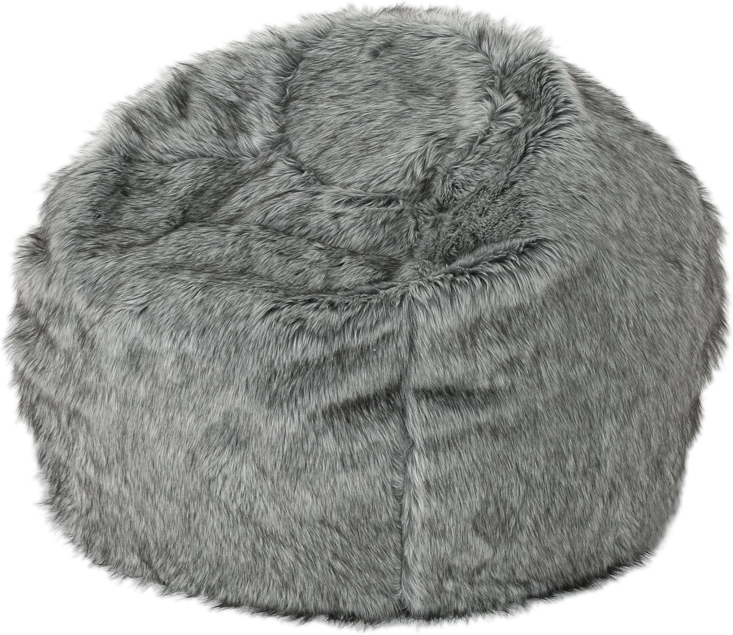 Christopher Knight Home Glendon Modern 3 Foot Faux Fur Bean Bag, Dark Gray and Light Gray