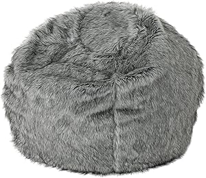 Christopher Knight Home Glendon Modern 3 Foot Faux Fur Bean Bag, Dark Gray and Light Gray