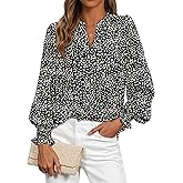 MASCOMODA Womens Boho Floral Long Sleeve Tops Fall Fashion 2025 V Neck Loose Chiffon Work Blouses Dressy Casual Ruffle Shirts