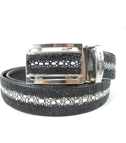 Genuine stingray leather belt Black 48