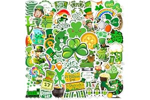 XZENTIRA, 50 Pcs St Patricks Day Stickers, Vinyl Waterproof St. Patrick's Day Stickers for Kids, Irish Shamrock Stickers for Water Bottle, Laptop, Gifts, Skateboard, St Patricks Day Decorations