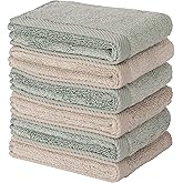Mother-Earth 6-Pack Bath Washcloths 12"x12" - Soft and Absorbent Face Towels, Quick-Drying Wash Cloths for Sensitive Skin, Premium Quality for Daily Use (Olive-brow)