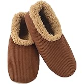 Snoozies Mens Slippers Indoor Plaid, Cord, or Camo, Sherpa Fleece-Lined Slippers Socks Non-Skid, Mens House Shoes, Male Gifts