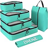 BAGAIL 6 Set Packing Cubes,Travel Luggage Packing Organizers(5set+Laundry bag Turquoise)