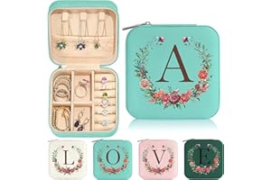 Parima Christmas Gifts for Women - Stocking Stuffers | Jewelry Case | Small Jewelry Holder Organizer | Travel Jewelry Box Women Girl | Birthday Gift | Personalized Gifts Idea - Letter A, Blue