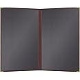 Goodsmart Pajco Style Restaurant Menu Covers – Pack of 10, Side-Loading Menu Holders, Single Stitched Edge, Clear Vinyl Menu Sleeves, Leatherette Trim, Gold Corners, Burgundy, 2 View (8.5" x 14")