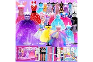 Sunrad 1000+ PCS Fashion Designer Kits for Girls with 5 Mannequins, DIY Arts & Crafts Sewing Kit for Kids Doll Clothes Making