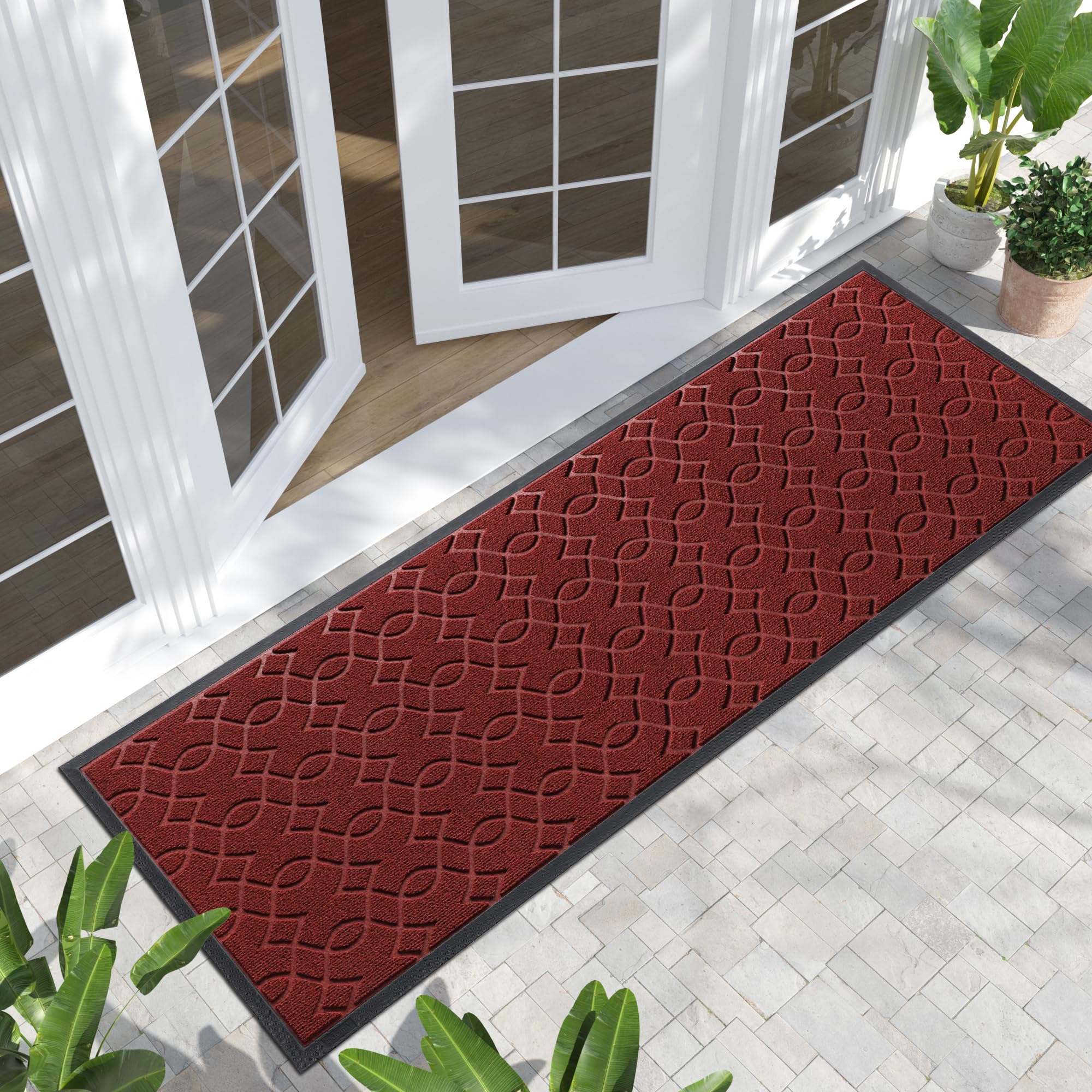 Yimobra Outdoor Runner Rug 72x24, All-Season Waterproof Doormat Outdoor Entrance, Heavy Duty Non-Slip Outside Commercial Grade Door Mat, Easy Clean, Red Image