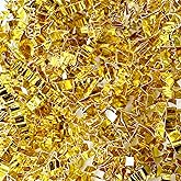 1LB Crinkle Cut Paper Shred Filler for Gift Box Bag and Basket On Holidays (Gold)
