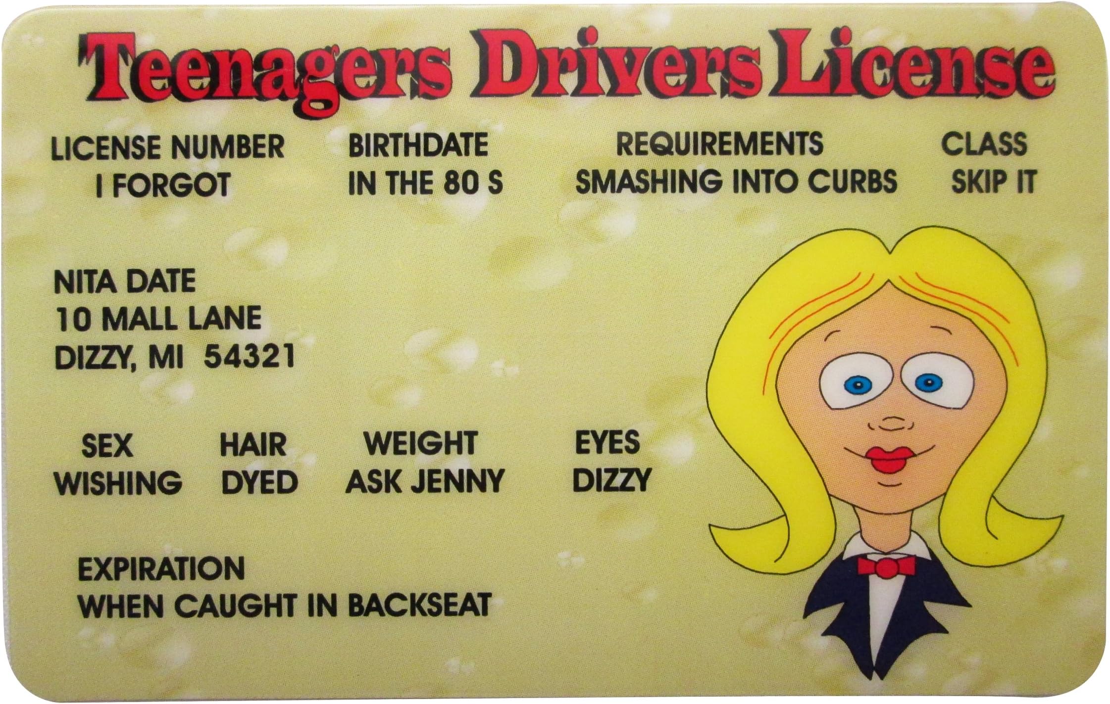Teenagers Novelty Drivers License