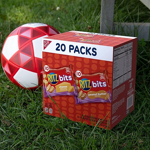 RITZ BITS CHEESE AND RITZ BITS PEANUT BUTTER SANDWICH CRACKERS VARIETY PACK, LUNCH SNACKS, 20 SNACK PACKS