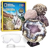 National Geographic Break Open 4 Geodes Science Kit – Includes Goggles and Display Stand - STEM Science Gift for Boys and Girls, Break Your Own Geodes with Crystals (Amazon Exclusive)