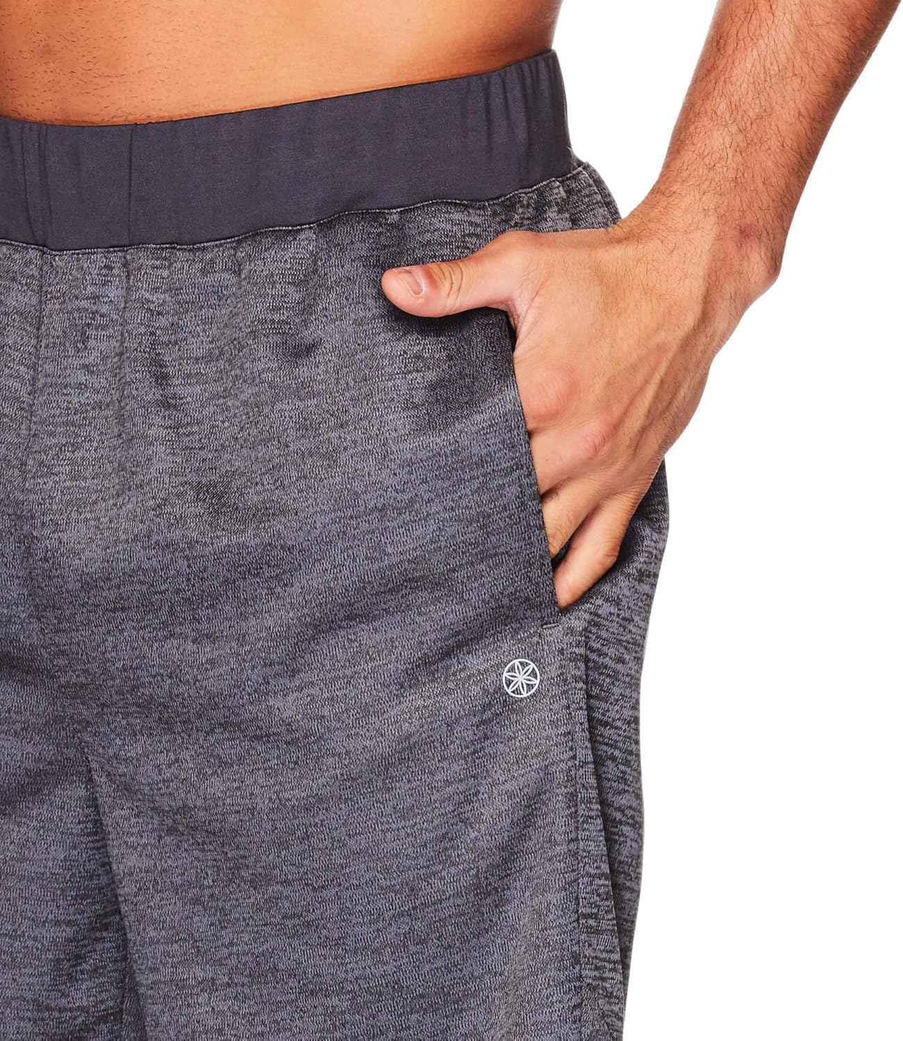 Gaiam Men's Yoga Shorts - Performance Heather Gym & Workout Short w/Pockets: Clothing