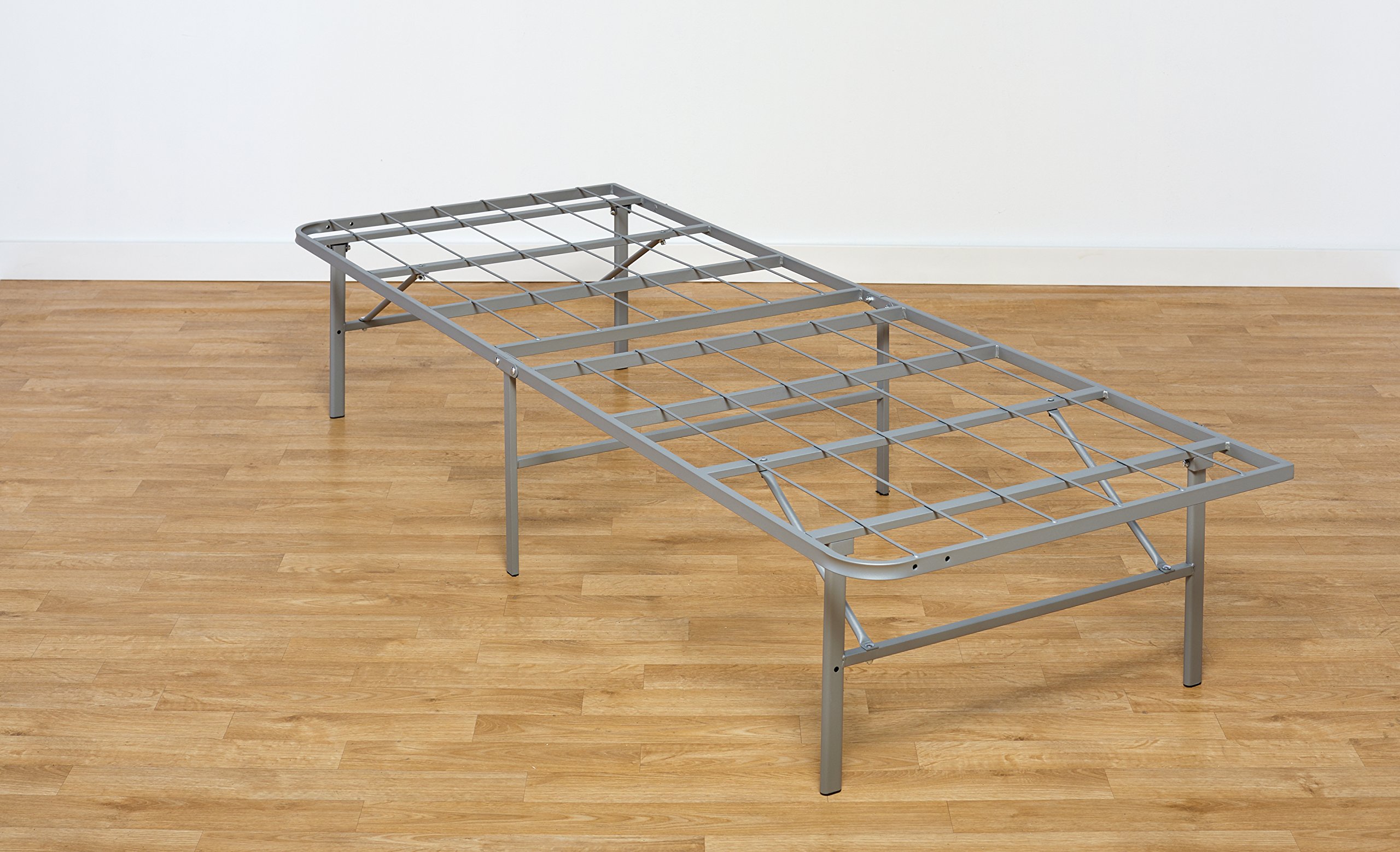 Mantua Premium Platform Bed Base in Silver, Fits Twin Mattress, Replaces Box Spring and Bed Frame, Room for Storage Underneath, No Tools Required