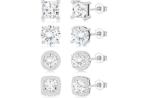 Zankulas Cubic Zirconia Stud Earrings for Women Mens Earrings Hypoallergenic Square CZ Studs Set