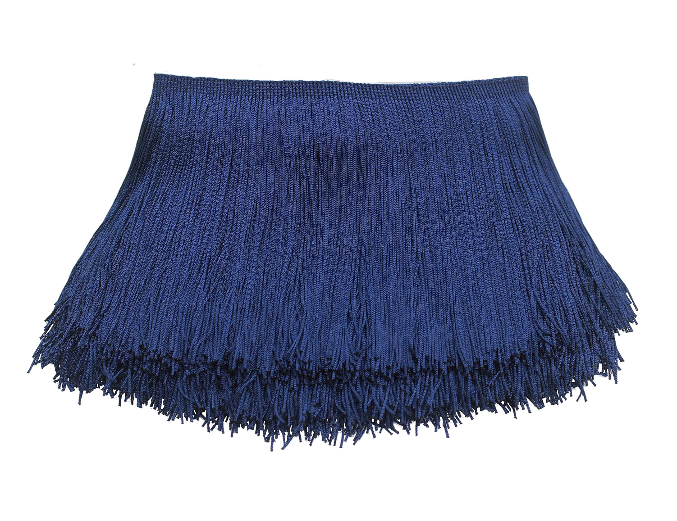 Yalulu 10 Meters Latin Fringe Tassel Trimming Lace Latin Macrame Samba Dance Clothing Curtain Lace Trim Polyester Single Band (Navy Blue)