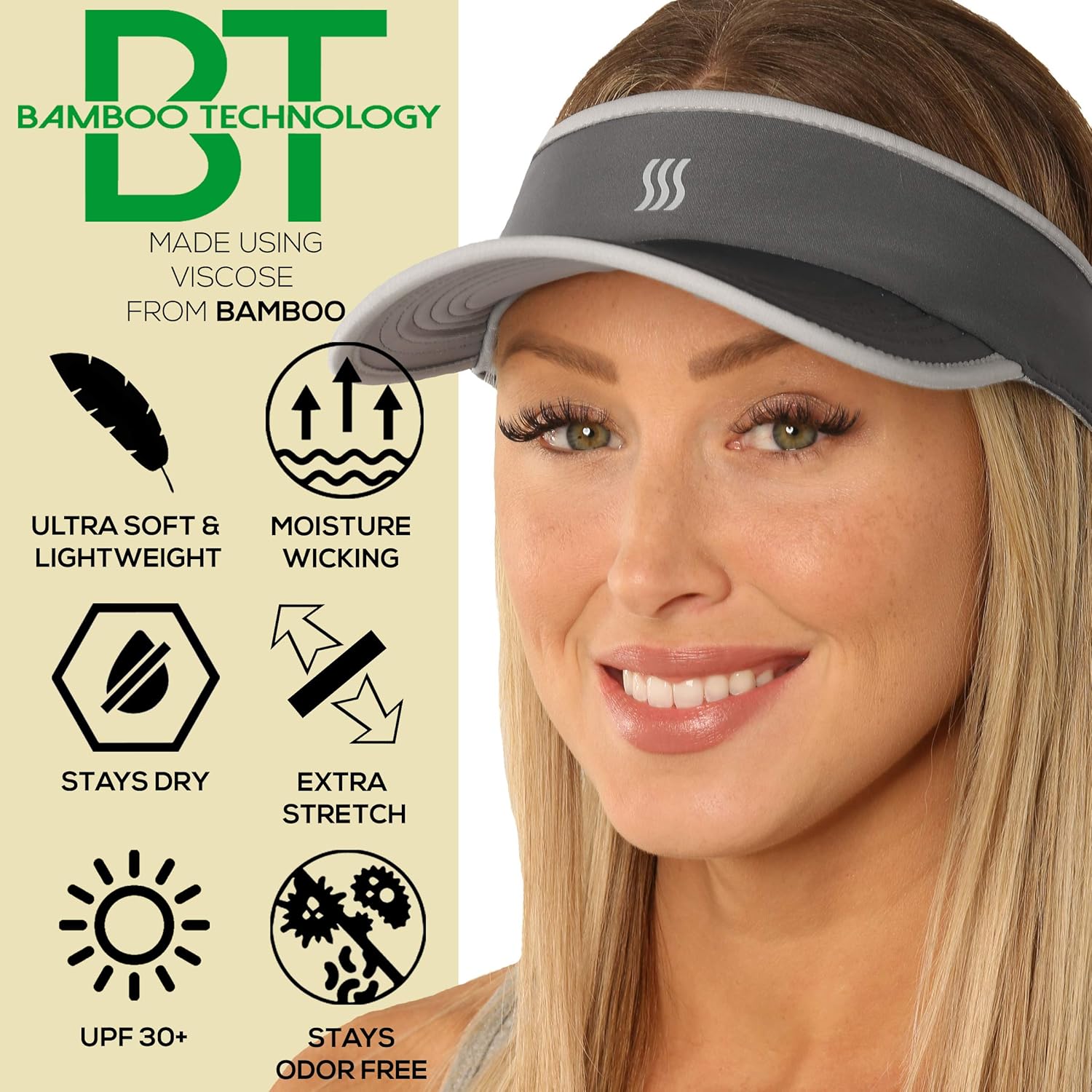 SAAKA Super Absorbent Visor for Women. Best for Running, Tennis, Golf & All Sports. Soft, Lightweight & Adjustable. (Graphite): Clothing