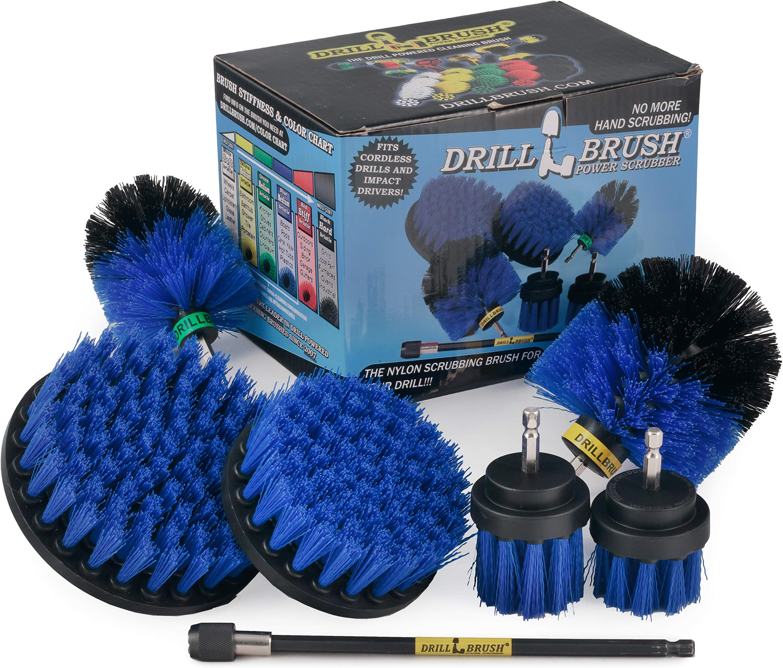 DrillbrushDrillbrush Ultimate Boat Cleaning Kit with 7 Inch Extension - Pool Accessories - Drill Brush - Carpet Cleaner - oxidation - Deck Brush - Slide - Steps - Hot Tub - Spa - Pool Brushes
