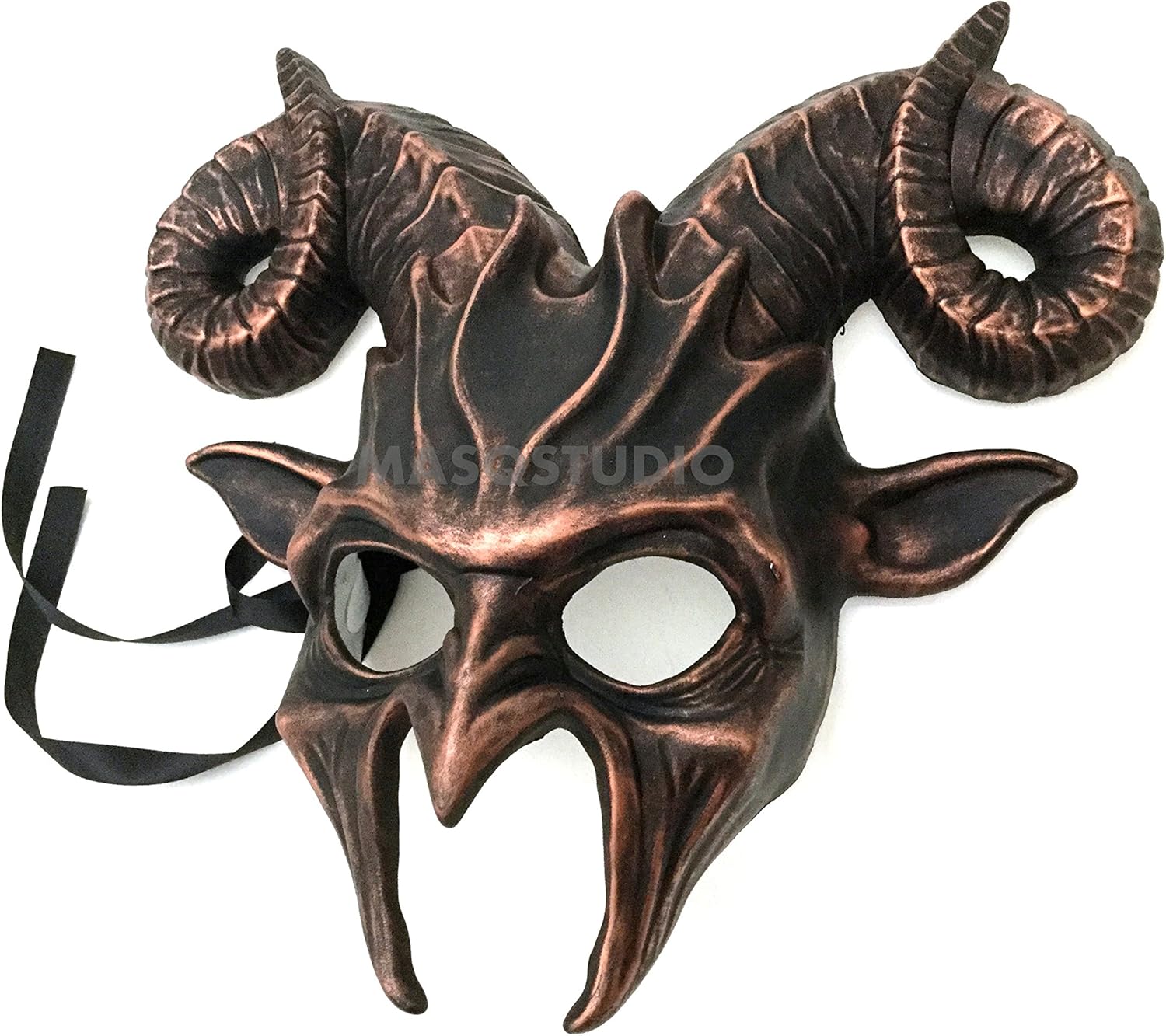 Amazon Com Masqstudio Metallic Copper Goat Mask Animal Ram Masquerade Halloween Cosplay Big Horns Mask Home Kitchen