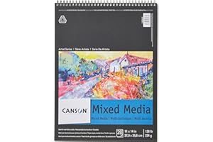 Canson Artist Series Mixed Media Paper, Wirebound Pad, 11x14 inches, 20 Sheets (138lb/224g) - Artist Paper for Adults and Stu