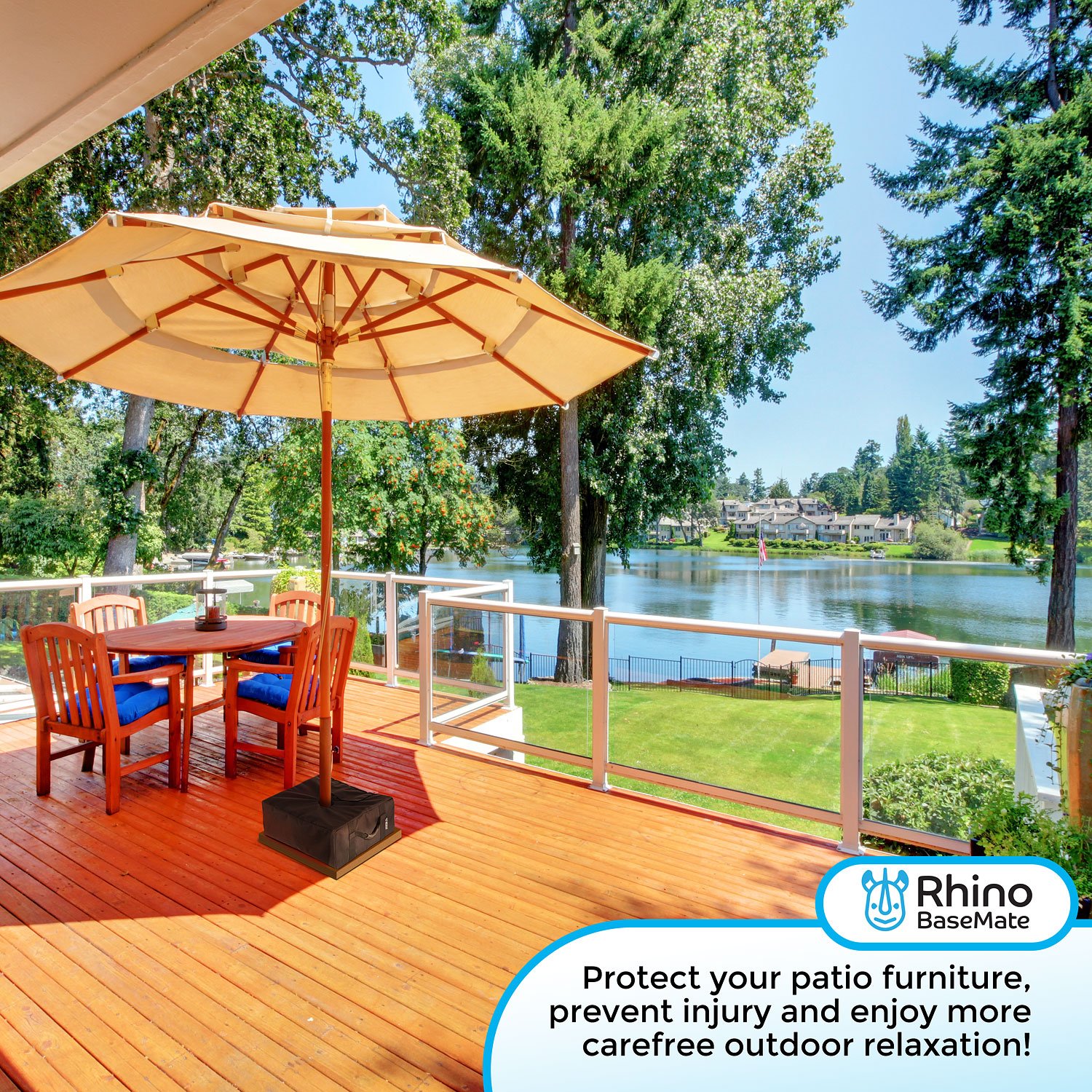 Rhino Square Umbrella Base Weight, 18" Fits Any Offset, Cantilever