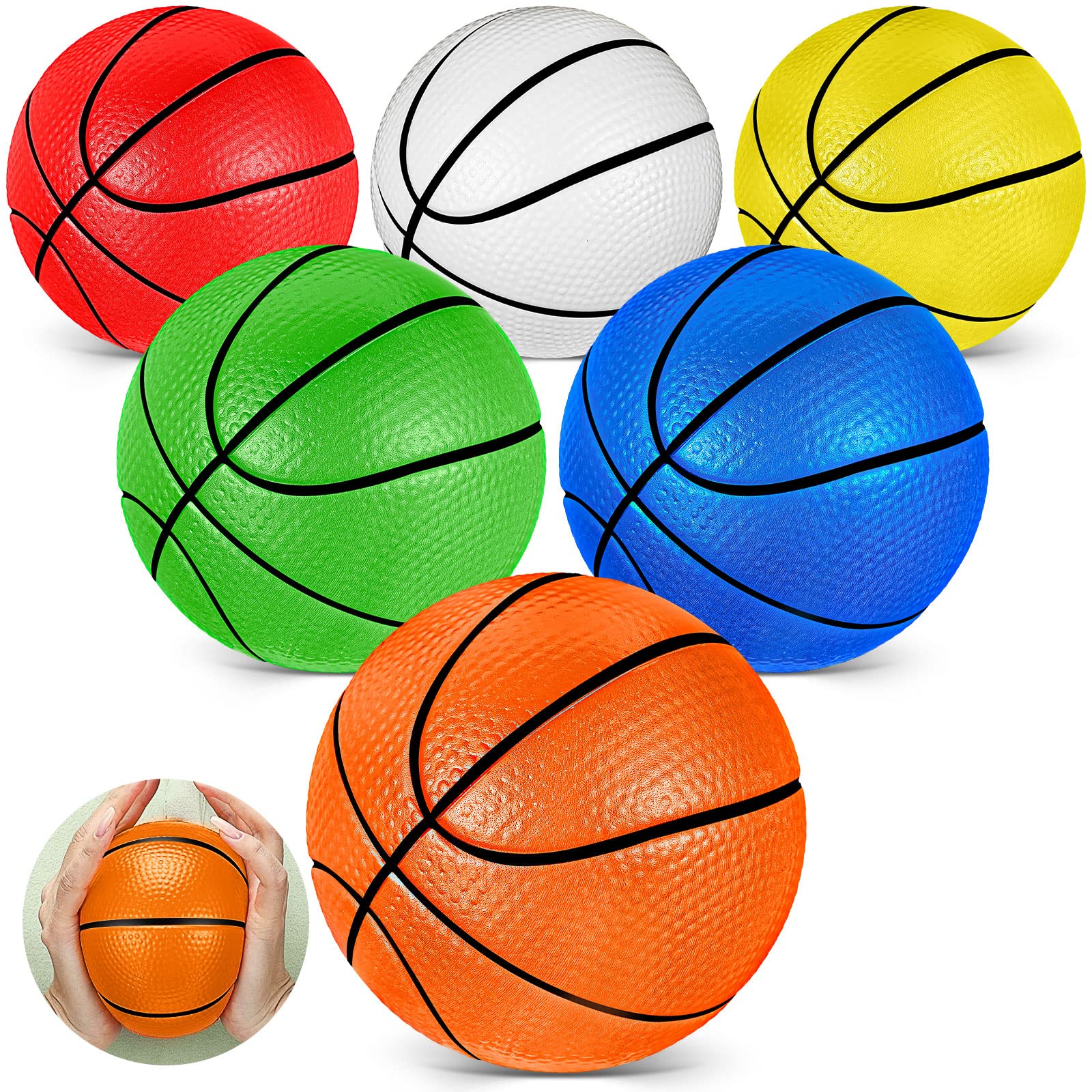 Photo 1 of Wettarn 6 Pcs 5'' Soft Foam Basketball for Kids Mini Sponge Stress Ball Slow Rising for Indoor Mini Basketball Hoop Small Squeeze Ball for School Sports Party Favor Swimming Pool Outdoor(Vivid Color)