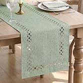 Artoid Mode Sage Green Rustic Geometric Hollow Table Runner, Seasonal Spring Washable Kitchen Dining Table Decoration for Home Party Decor 13x72 Inch