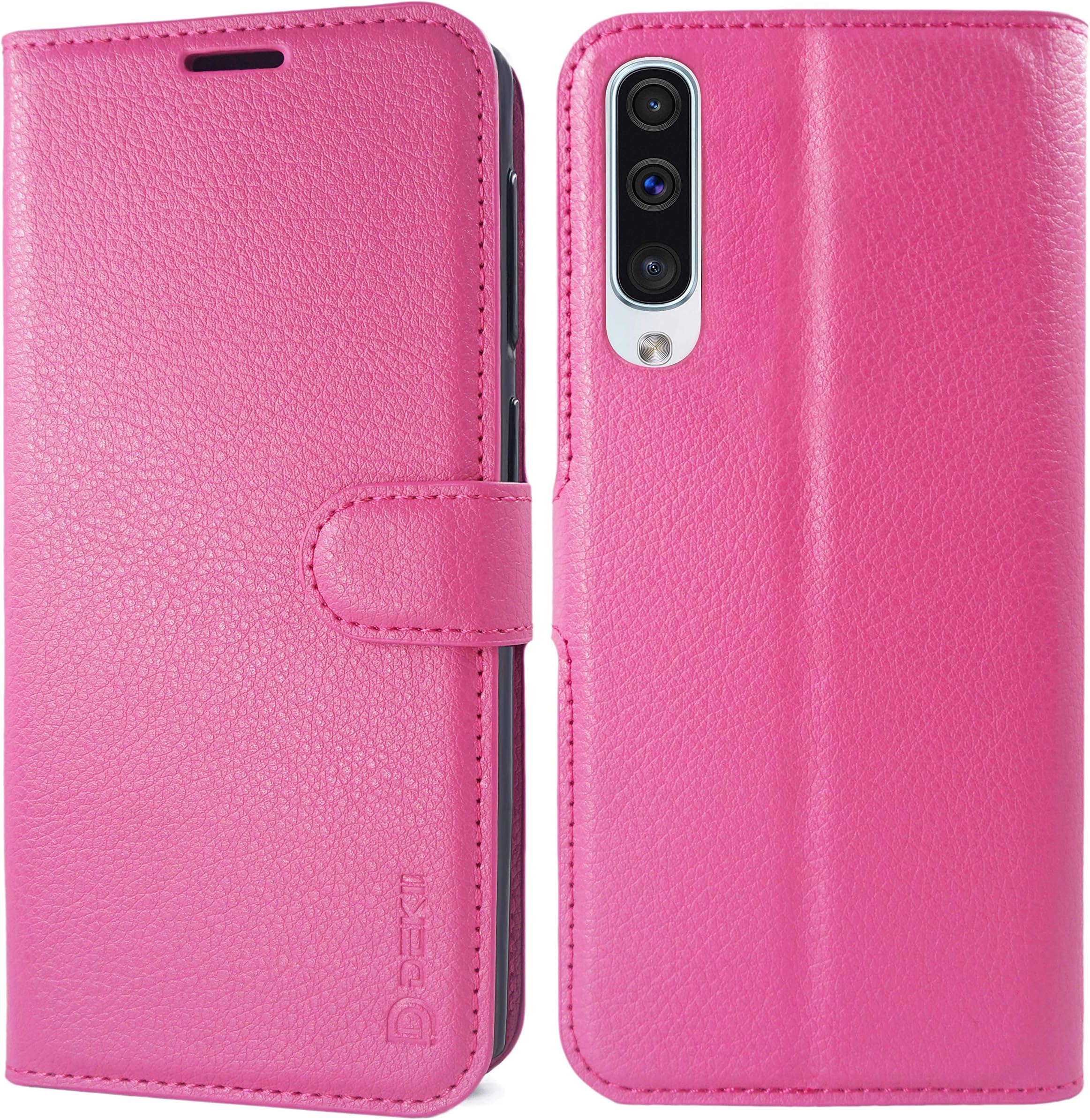 Dekii Samsung Galaxy A50 Case Wallet Rose, Galaxy A50 Leather Flip Case with Card Holder Kickstand for Men Women, Slim Full Body Magnetic Protective Phone Case Cover for Galaxy A50 (6.4 Inch, 2019)