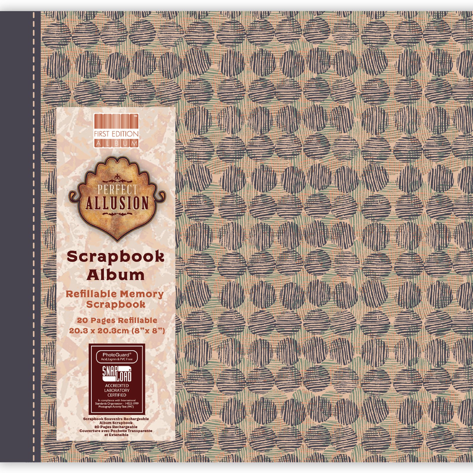 First Edition Perfect Allusion 8" x 8" / 20.3 x 20.3 cm, Paper, (20 Pages, Snapload PhotoGuard, Refillable Memory, Acid, Lignin & PVC Free), 12x12 Circles Scrapbook Album