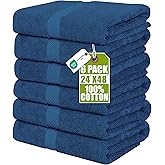 Utopia Towels 6 Pack Medium Bath Towel Set, 24 by 48 Inches, 500 GSM 100% Ring Spun Cotton, Lightweight and Highly Absorbent Quick Drying Premium Towels for Hotel, Spa and Bathroom, Navy