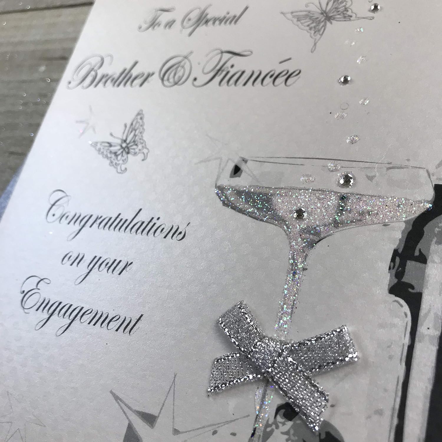 WHITE COTTON CARDS To a Special Brother and Fiancée Congratulations on Your Engagement Handmade Card, MPD1 - Image 3