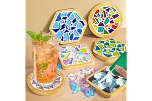 ZAIONE Coaster Crafts Kit for Adults: 6 Sets DIY Mosaic Tiles Coasters with Grout Filler for Drinks Bottle Coffee Mug Home Decor Candles Christmas Gifts
