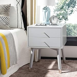Safavieh Home Collection Lyla Mid Century Retro Grey and Silver Nightstand