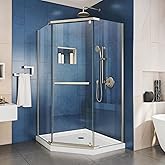 DreamLine Prism 34 1/8 in. x 72 in. Frameless Neo-Angle Pivot Shower Enclosure in Brushed Nickel, SHEN-2134340-04