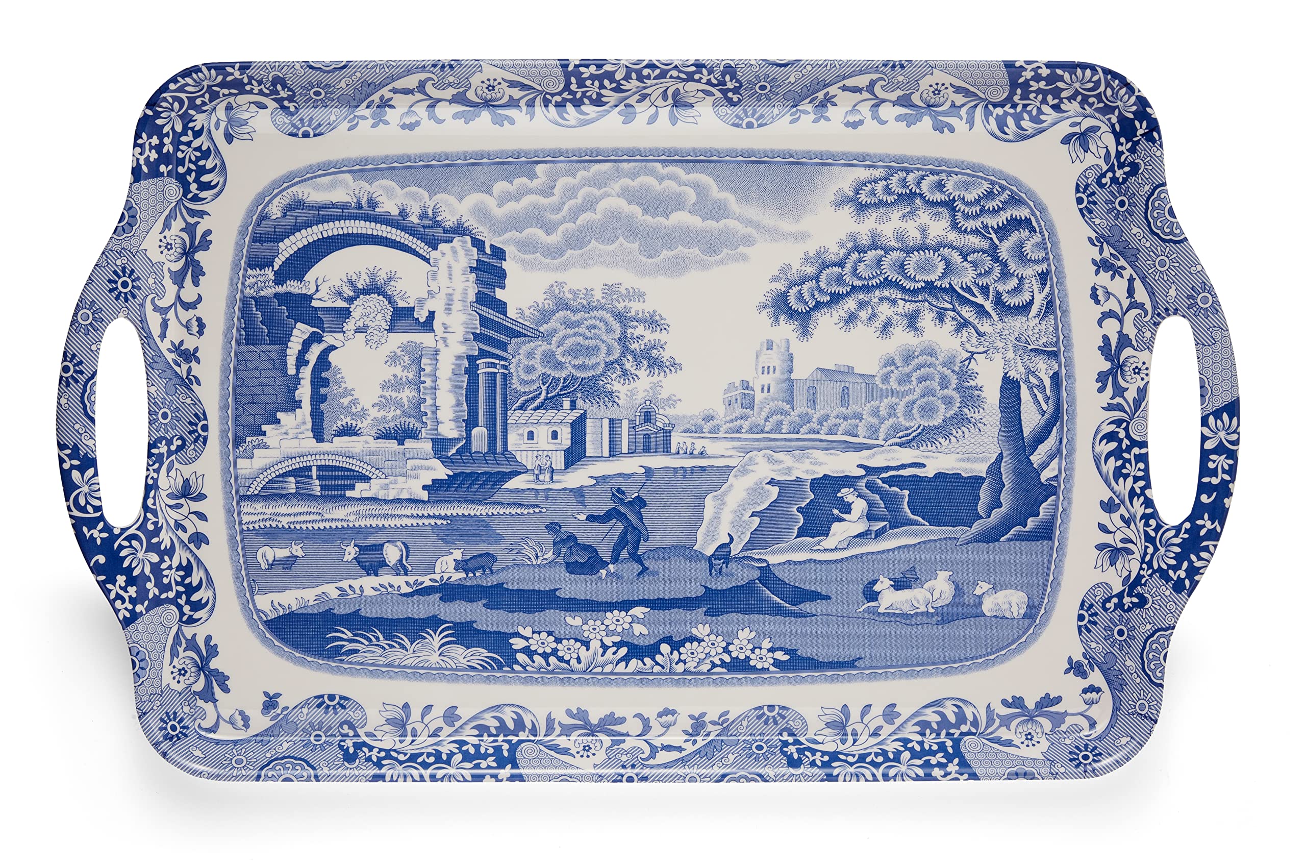 Portmeirion Home & Gifts 2019518337 Blue Italian Large Tray, 48 x 29.5cm