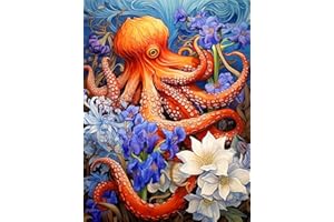 Zythron 5D Octopus Diamond Art Kits for Adults DIY Diamond Art Kits Full Round Drill Diamond Painting with Diamonds Gem Art and Crafts for Home Decor and Gifts 12X16 inch