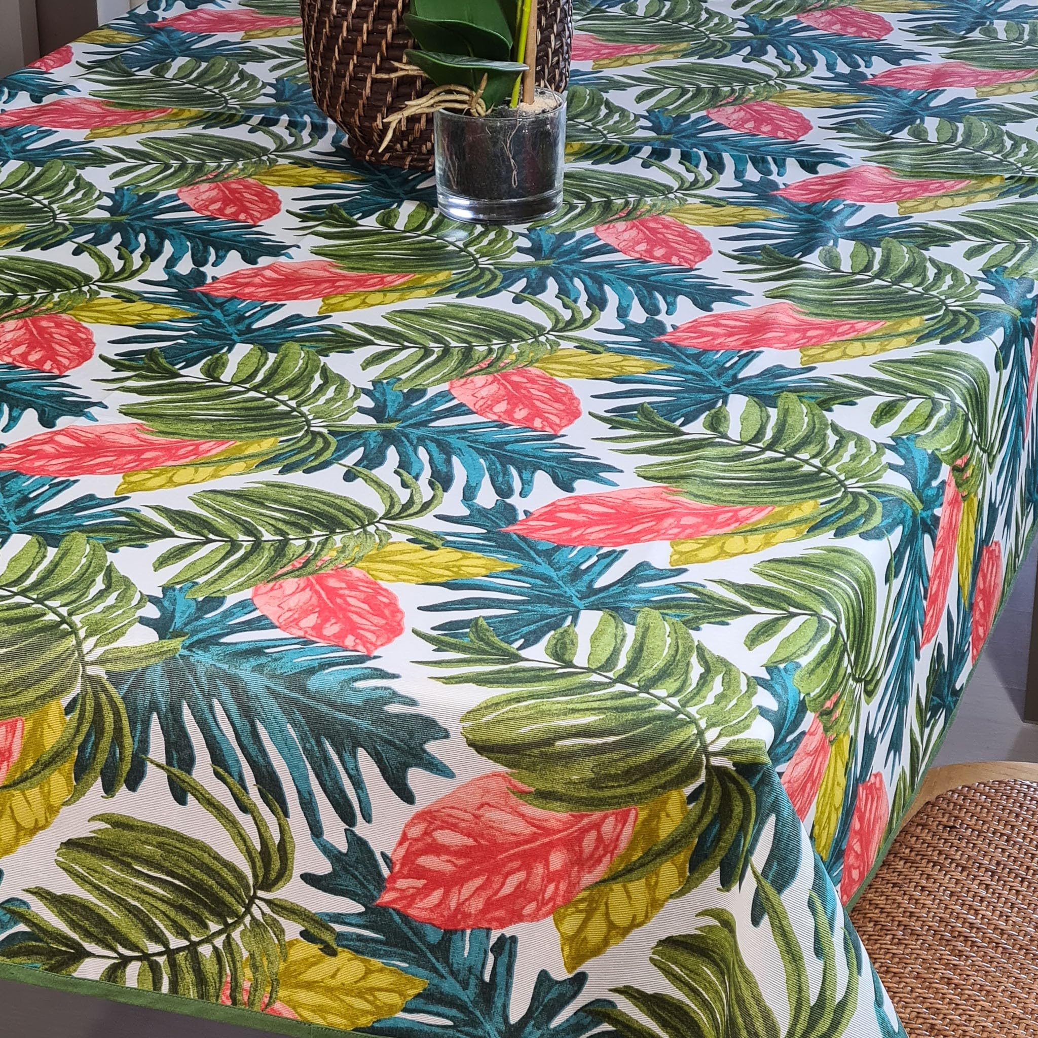 Manifattura Tessile Stain Resistant Tablecloth Liquidproof Resin Cotton for Indoor and Outdoor Use - Tropical Rectangular x6 180 cm