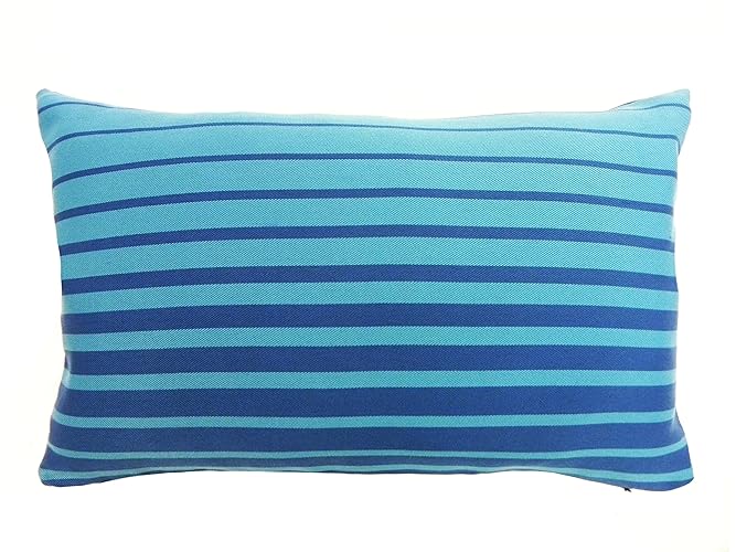 Bright Blue Striped Lumbar Pillow Cover Colorful Decorative Cases, Cyan Aqua Throw
