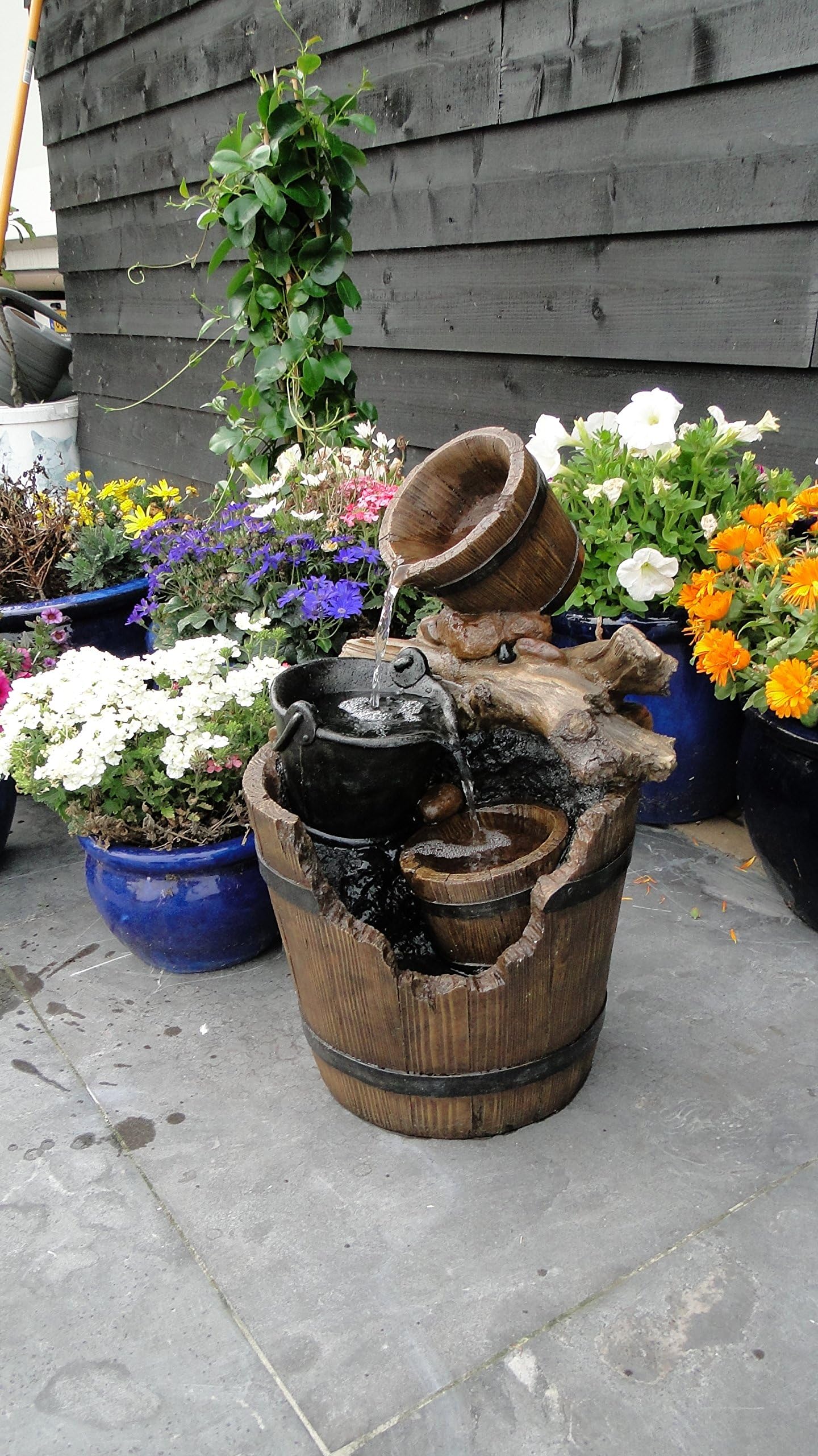 Ubbink Gartenwelt Riegelsberger Portland Fountain Set Wooden Barrel Garden Fountain