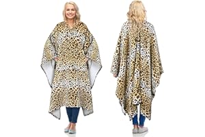 Catalonia Sherpa Wearable Blanket Poncho for Adult Women Men, Wrap Blanket Cape with Pocket, Warm, Soft, Cozy, Snuggly, Comfort Gift, No Sleeves, Cheetah