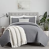 Serta ComfortSure Soft 2-Piece Twin Quilt Bedding Set, Includes Bedspread/Coverlet and Pillow Sham, Bedding for All Seasons, Machine Washable, Grey