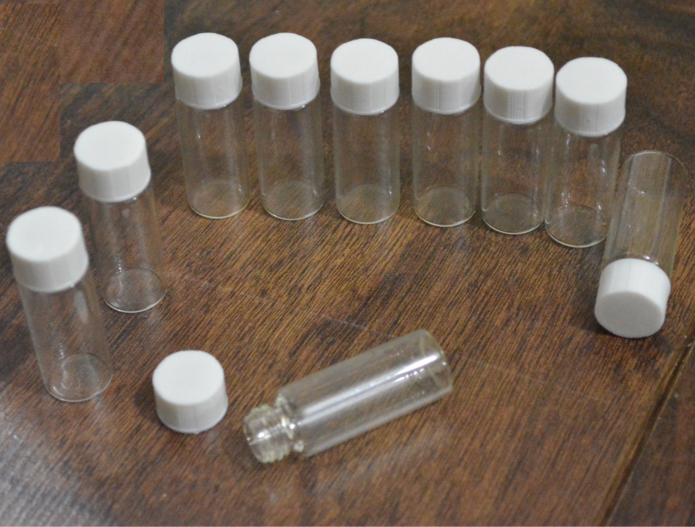 ACENIX® 5ml Mini Clear Empty Glass Bottle and Plastic Cap Liquid Collection Glass Bottles Vials [10 Pack]