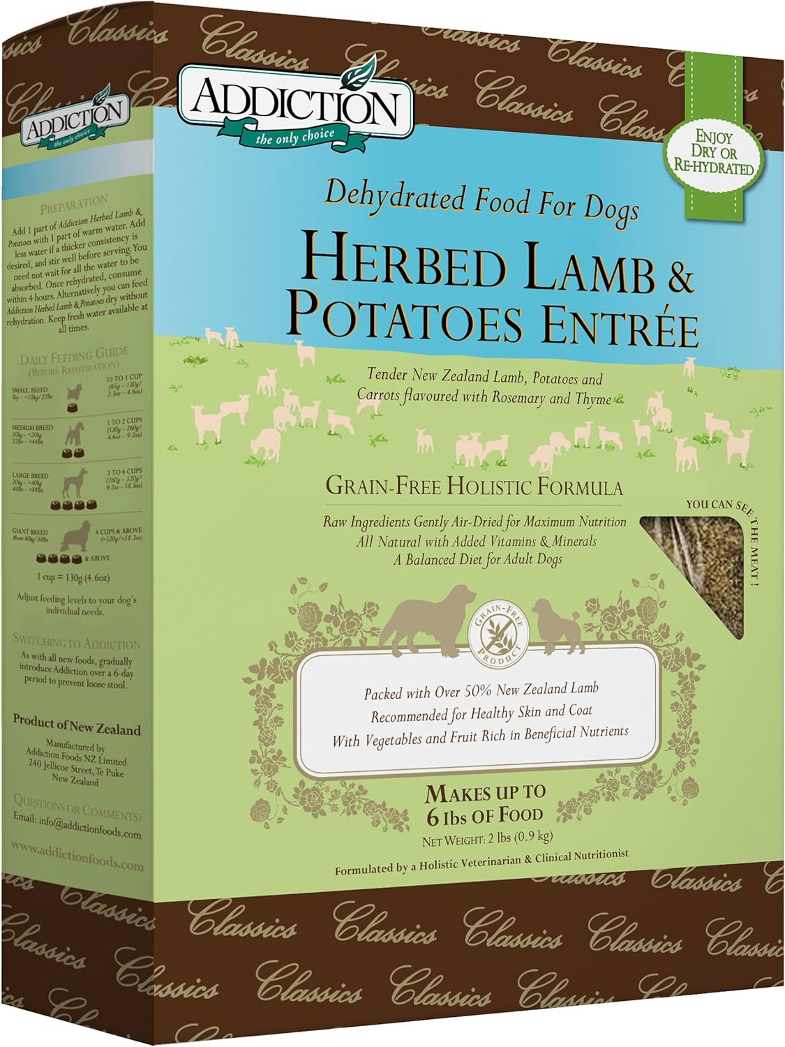 Addiction Grain Free Taurine Enriched Dehydrated Dog Food Made in New Zealand